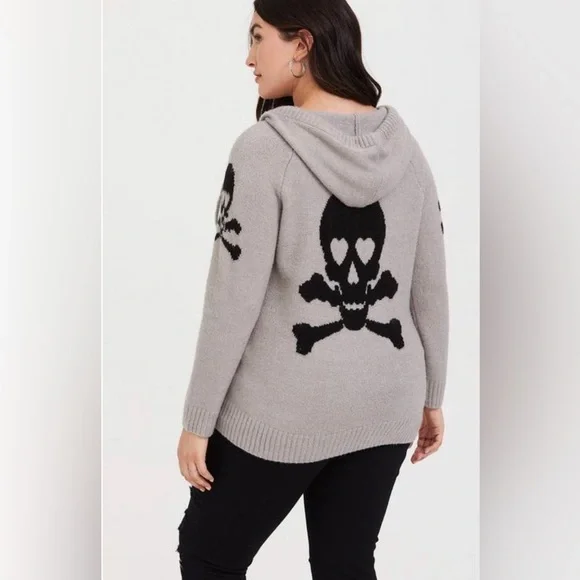 torrid Sweaters Torrid Grey Skull Bones Zip Hoodie Poshmark